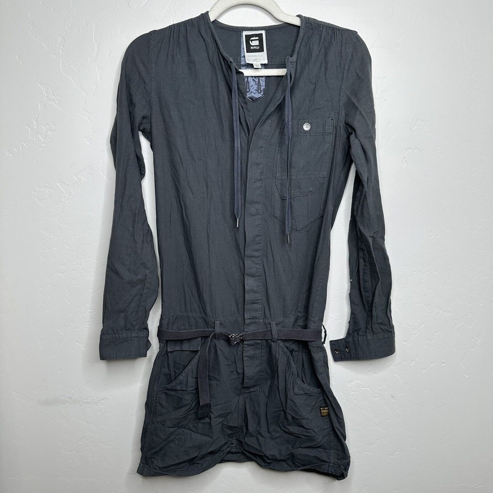 G-Star Raw Denim Originals Womens Size XS Cargo Field Military Cotton Dress Gray